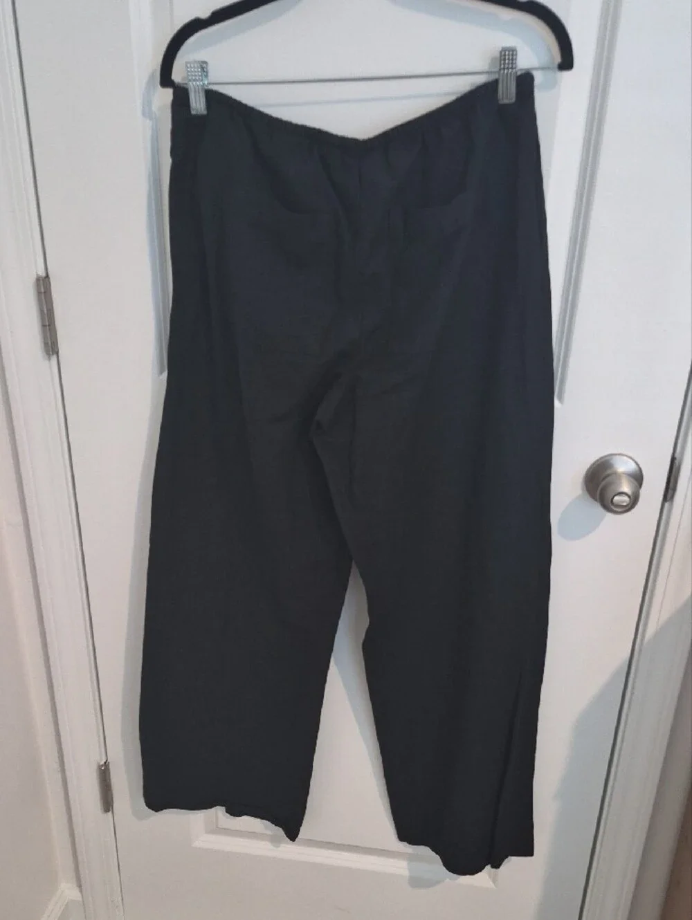 Women H&M Wide-Leg Linen Blend Pant in Black